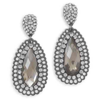 Pear Shape Crystal and Acrylic Drop Fashion Earrings