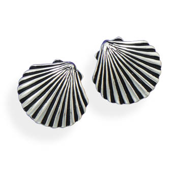 Oxidized Shell Clip On Fashion Earrings