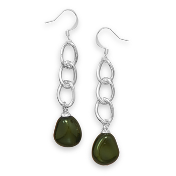 Green Glass Nugget Fashion Earrings
