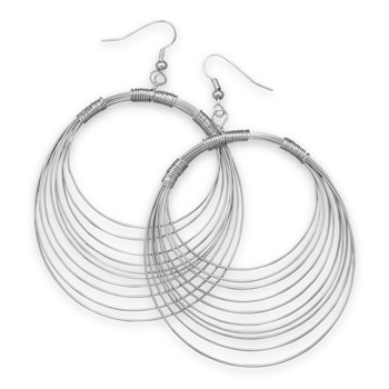 Rhodium Plated Brass Graduated Wire Earrings