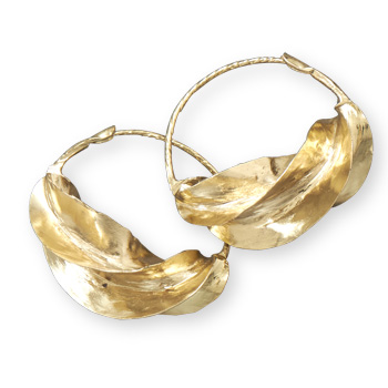 Small Handmade African 22 Karat Gold Plated Brass Earrings