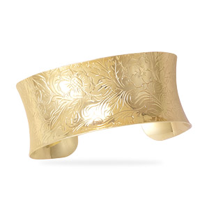 27.5mm 14 Karat Gold Plated Brass Floral Fashion Cuff Bracelet