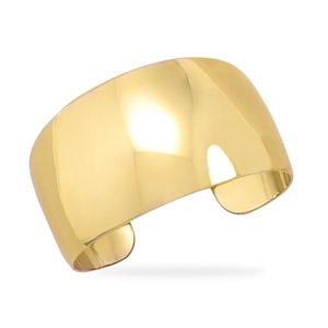 14 Karat Gold Plated Brass Graduated Domed Fashion Cuff Bracelet