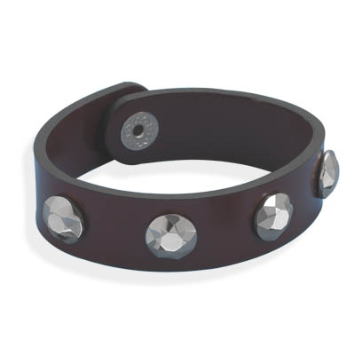 8" Leather Bracelet with Tungsten Carbide Studs