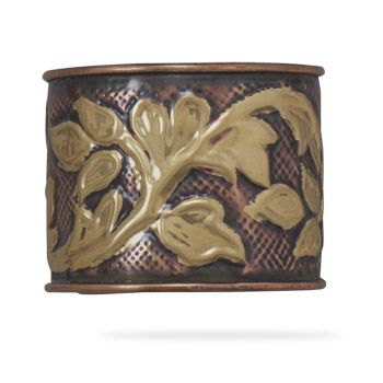 2" Brass and Copper Leaf Design Cuff