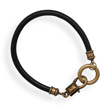 9" Leather and Brass Fashion Bracelet