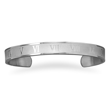 Stainless Steel Roman Numerals Cuff Bracelet