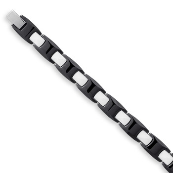 8" Tungsten Carbide and White Ceramic Men's Bracelet