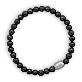 8" Black Onyx and Tungsten Bead Men's Bracelet