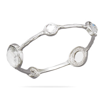 Silver Tone Acrylic Fashion Bangle Bracelet