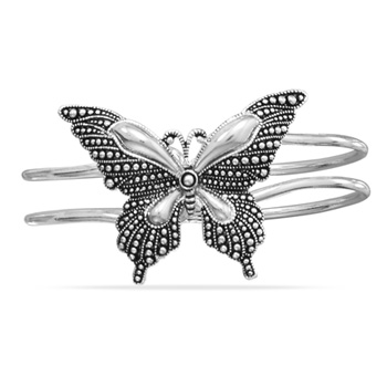 Oxidized Butterfly Hinged Fashion Bangle Bracelet