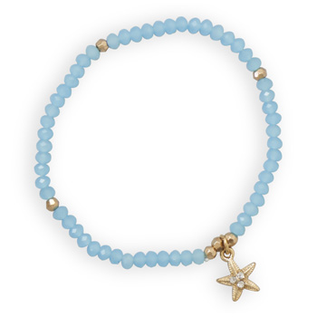 Blue Fashion Stretch Bracelet with Star Fish Charm