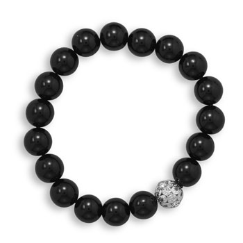 Black Onyx Bead Fashion Stretch Bracelet