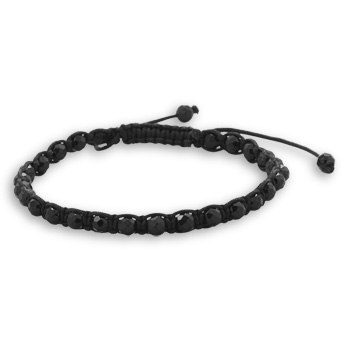 Adjustable Faceted Black Onyx Bracelet