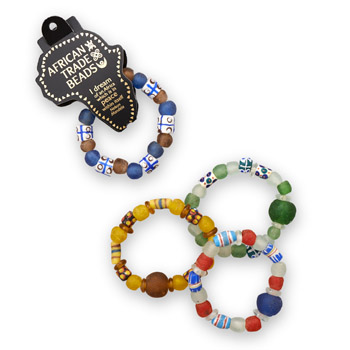 7.5" Handmade African Trade Bead Stretch Bracelet