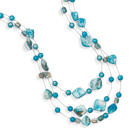 3 Strand Shell and Bead Fashion Necklace