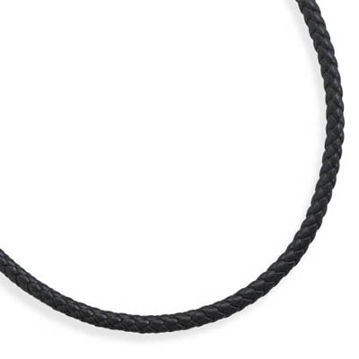 20" Braided Black Leather Necklace