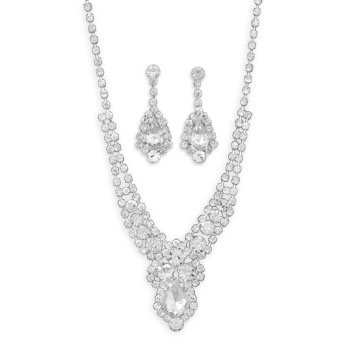 16"+2" Crystal Fashion Necklace and Earring Set