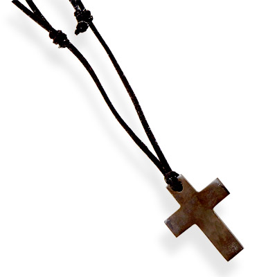 Adjustable Black Horn Cross Men's Necklace