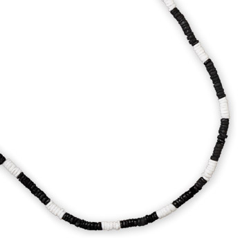 20" Black and White Shell Men's Fashion Necklace