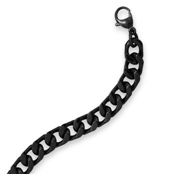 22" Black Stainless Steel Curb Chain Necklace