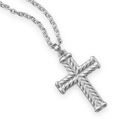 22" Stainless Steel Chain with Tungsten Cross Pendant