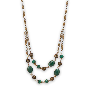 18" Brass Necklace with Malachite