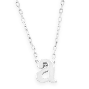 16" + 2" Rhodium Plated Brass Initial "a" Necklace