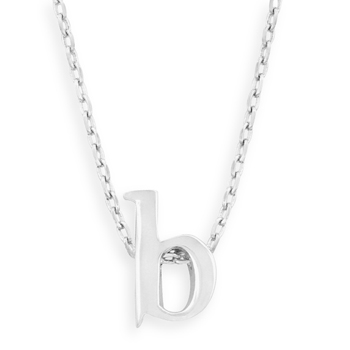 16" + 2" Rhodium Plated Brass Initial "b" Necklace