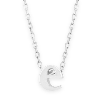 16" + 2" Rhodium Plated Brass Initial "e" Necklace