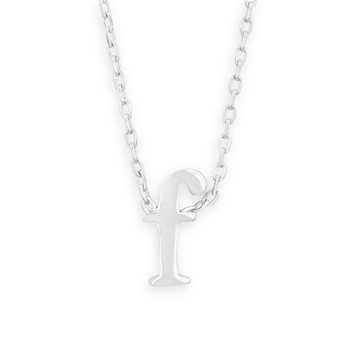 16" + 2" Rhodium Plated Brass Initial "f" Necklace