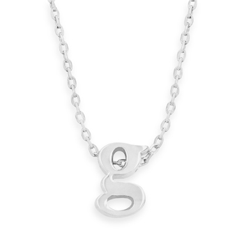 16" + 2" Rhodium Plated Brass Initial "g" Necklace