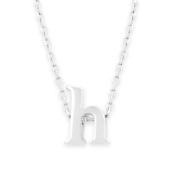 16" + 2" Rhodium Plated Brass Initial "h" Necklace