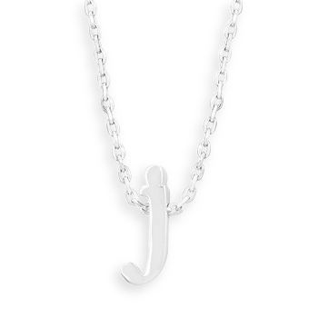 16" + 2" Rhodium Plated Brass Initial "j" Necklace