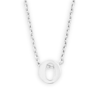 16" + 2" Rhodium Plated Brass Initial "o" Necklace