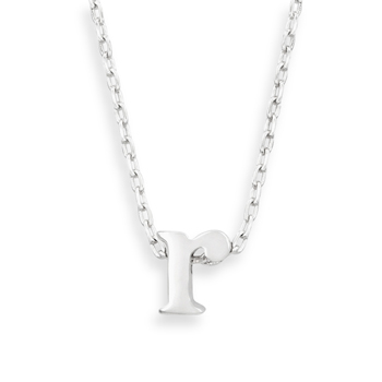 16" + 2" Rhodium Plated Brass Initial "r" Necklace