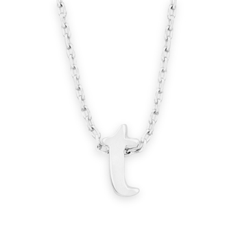 16" + 2" Rhodium Plated Brass Initial "t" Necklace