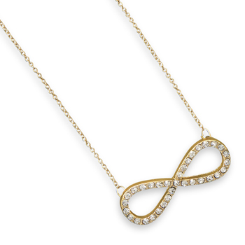 16" + 3" Gold Tone Crystal Infinity Fashion Necklace