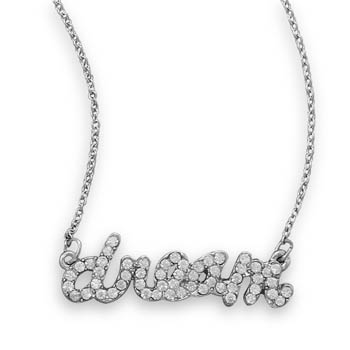 16" + 3" Silver Tone Crystal "dream" Fashion Necklace