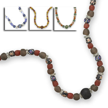 18" + 2" Handmade African Trade Bead Necklace (Designs will vary)