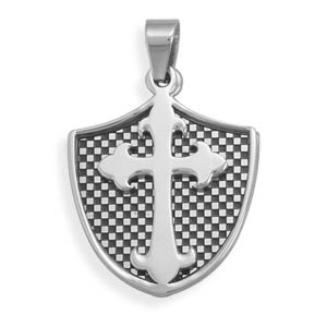 2 Piece Shield and Cross Pendant