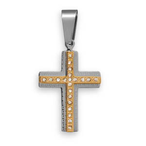 Gold Tone Stainless Steel Cross Pendant