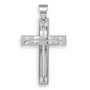 Stainless Steel Cut Out Design Cross Pendant