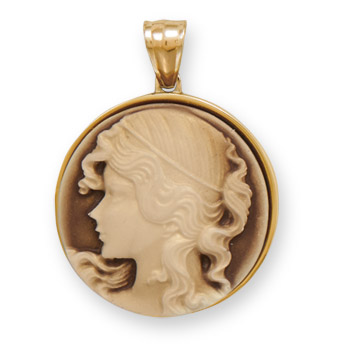 14 Karat Gold Plated Stainless Steel Cameo Pendant