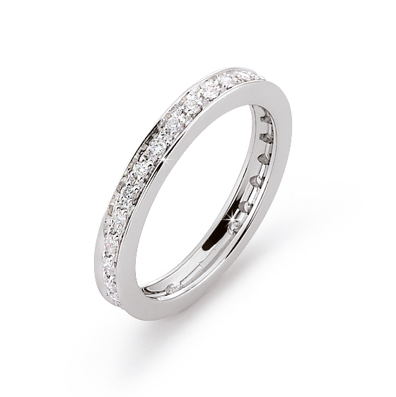 Eternity Wedding Ring From Italy 0.24 Ct Diamonds 18K White Gold