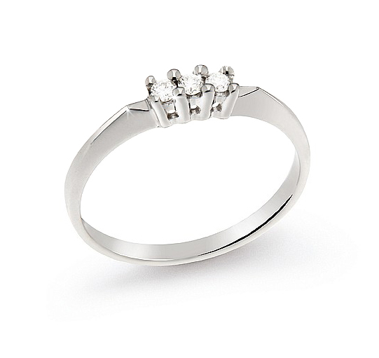 Modern Trilogy Wedding Ring 0.1 Ct Diamonds 18K White Gold