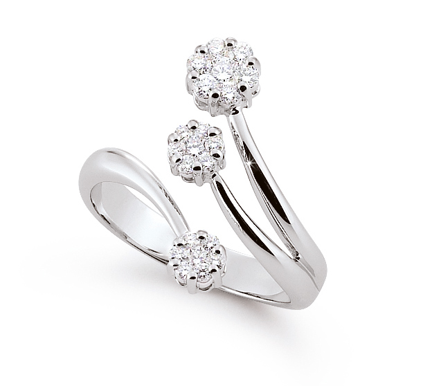 Exquisite Design Flower Ring 0.51 Ct Diamonds 18K White Gold