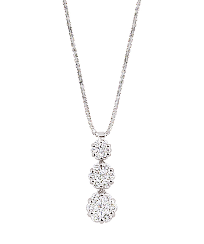 Royal Journey Flower Necklace 0.73 Ct Diamonds 18K White Gold