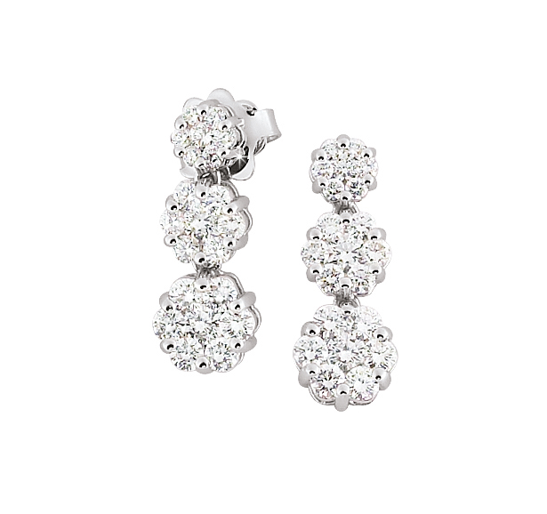 1.5 CT Italian Earrings Drop Design with Diamonds