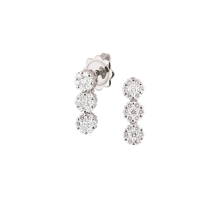 Three Stone Luxury Italian Diamond Earrings 1/2CT